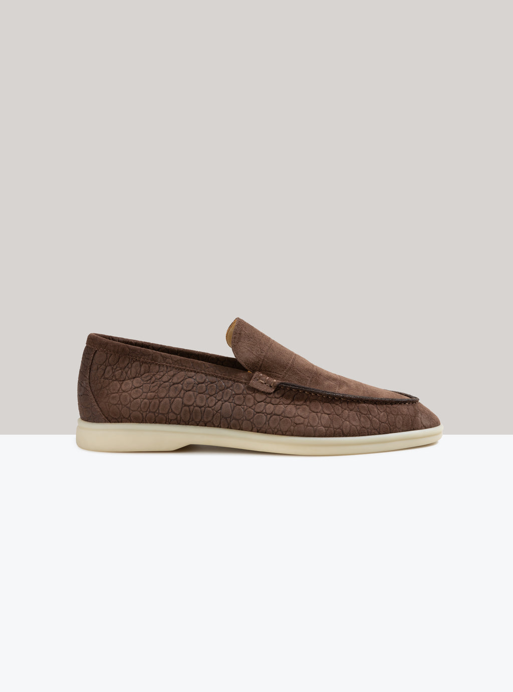 Qahwa Croc-embossed Yacht Loafers