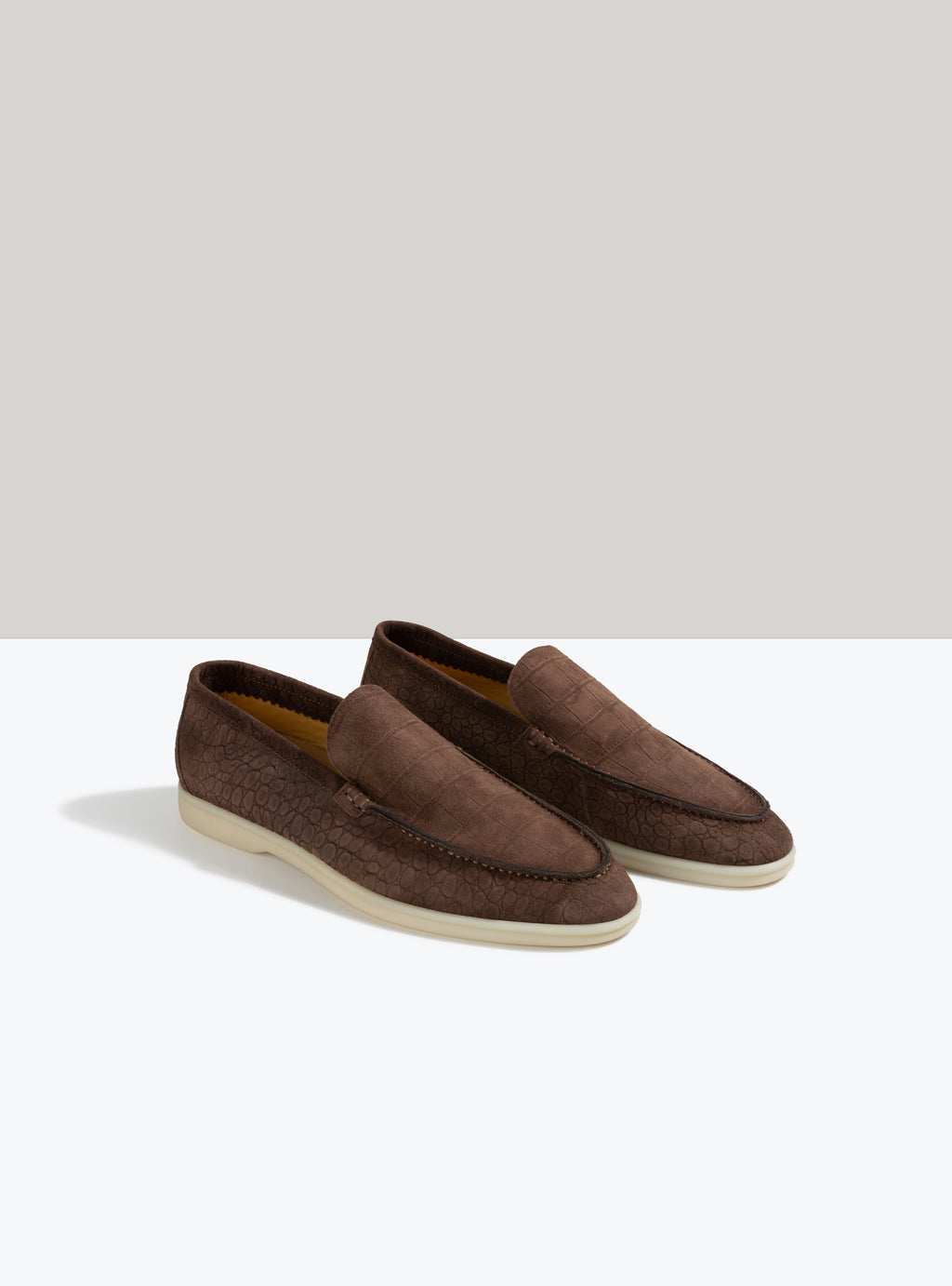 Qahwa Croc-embossed Yacht Loafers