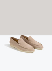 Beige Croc-embossed Yacht Loafers
