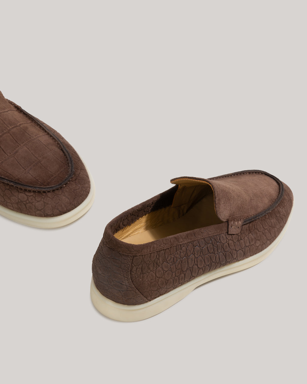 Qahwa Croc-embossed Yacht Loafers